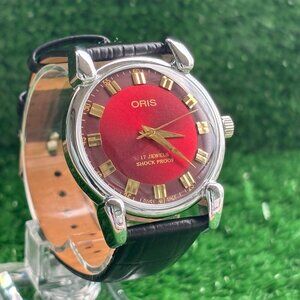 Vintage Oris -  Rare Red Dial Men's Wrist Watch - Swiss Made - 17 Jewels
